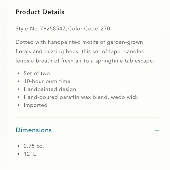 Anthropologie Garden Taper Candles Bees Golden Yellow Set of 2 NWT Spring - Picture 4 of 4